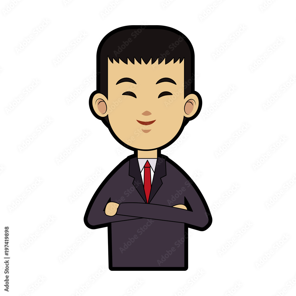 Asian businessman cartoon icon vector illustration graphic design