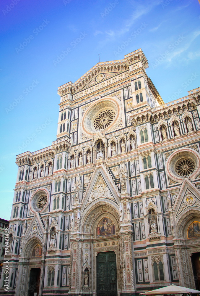 Facade of the Cathedral Santa Maria del Fiore, The Dome in Florence, Tuscany, Italy