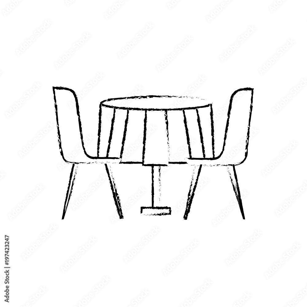 furniture restaurant pair chair and round table vector illustration sketch  design Stock Vector | Adobe Stock