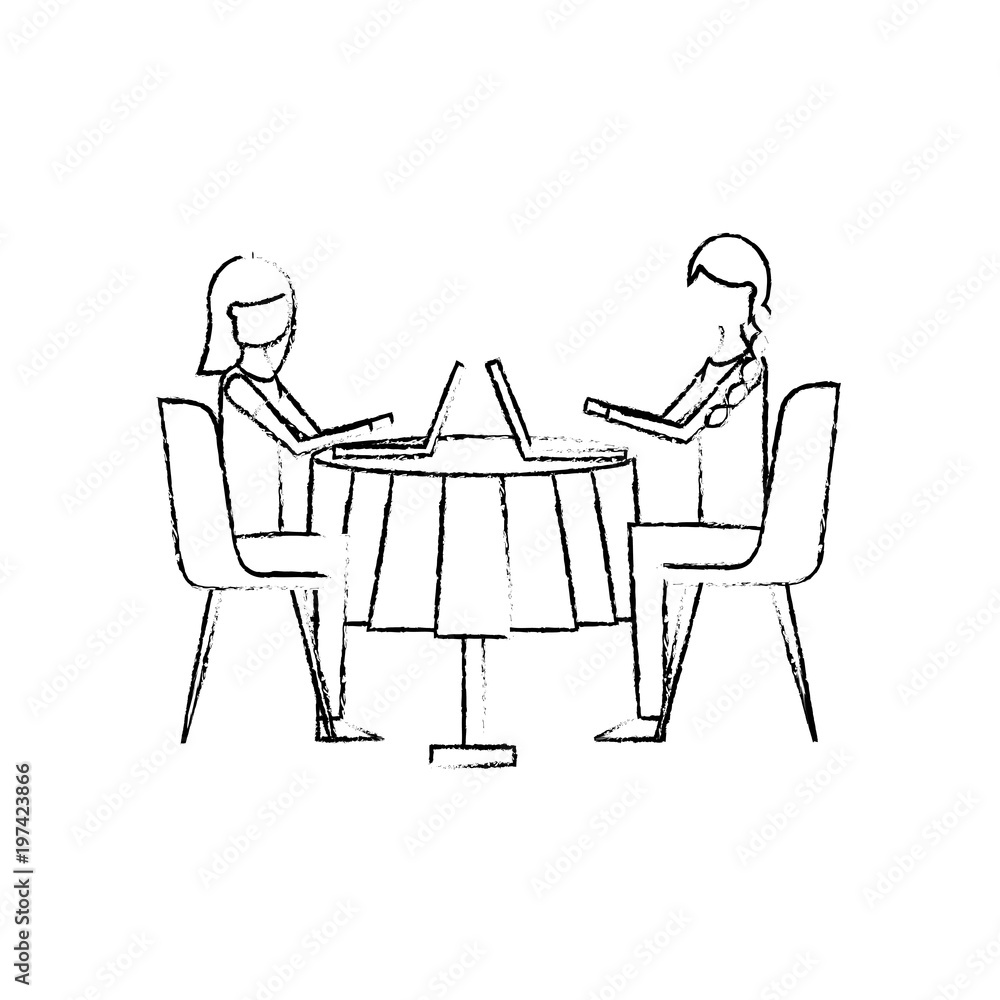 A company of three young people sitting Black and white handdrawn vector  drawing Isolated drawing For coloring books and design books Love of  young people 17228190 Vector Art at Vecteezy