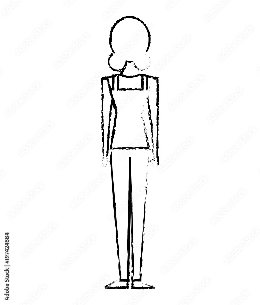 back view of woman standing character vector illustration sketch design back view of woman standing character vector illustration sketch design
