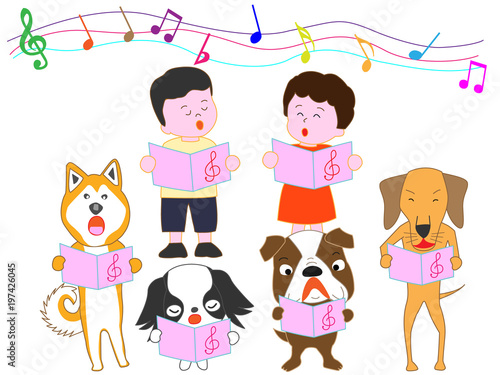 子供と犬のコンサート。