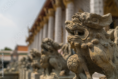 lion statue in chinese temple