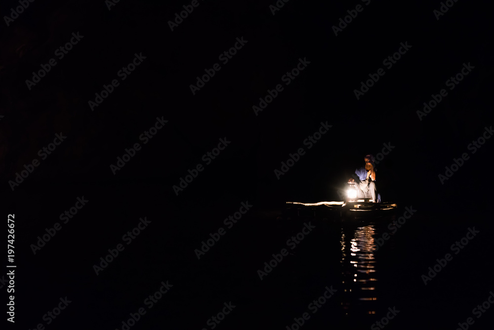 kerosene lamp boat darkness lake