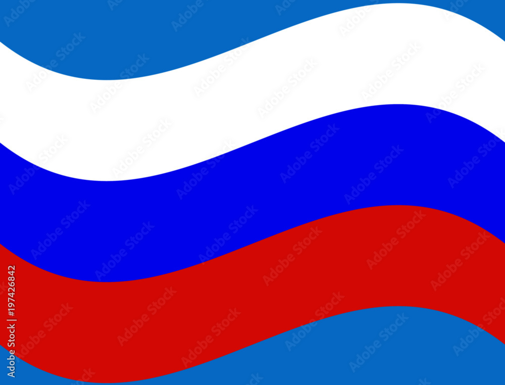 Fototapeta premium The Russian Flag Waving Graphic in Blue, White and Red Colors