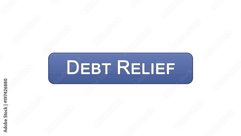 Debt relief web interface button violet color, credit counseling, business Debt relief web interface button violet color, credit counseling, business