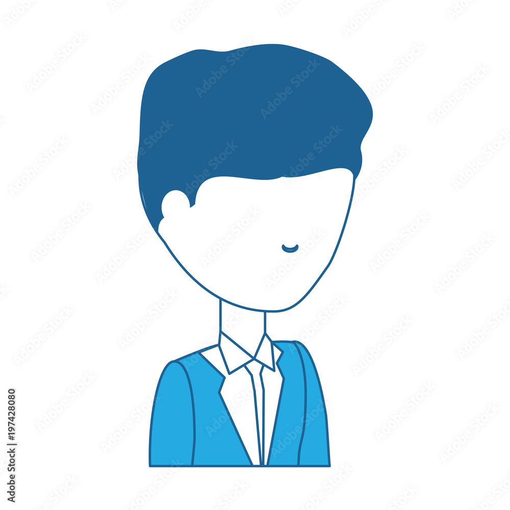 avatar businessman icon over white background, blue shading design. vector illustration