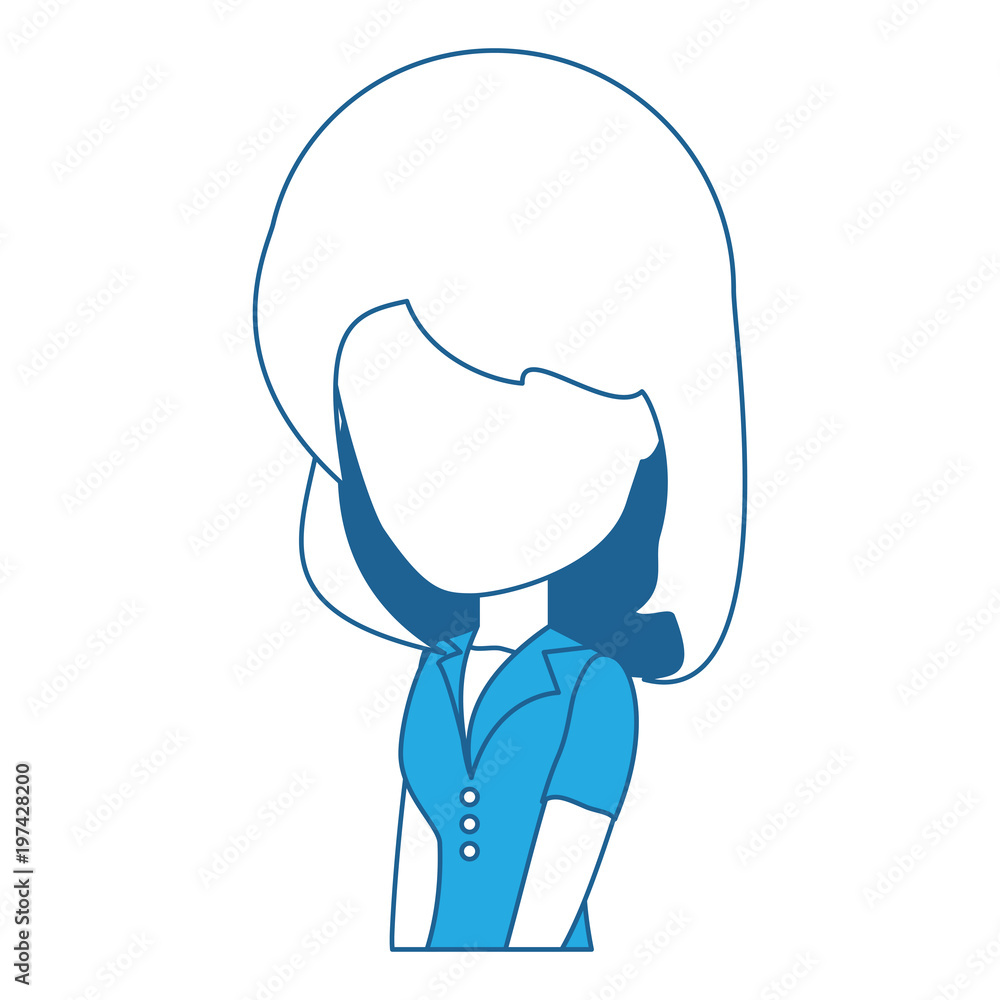avatar woman icon over white background, blue shading design. vector illustration