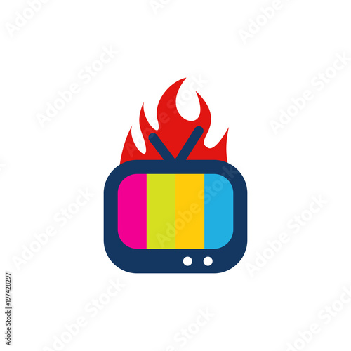 Tv Fire Logo Icon Design