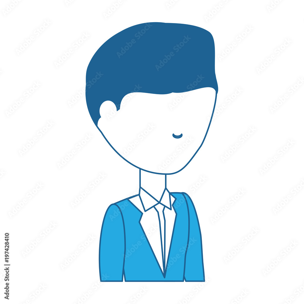 avatar businessman icon over white background, blue shading design. vector illustration