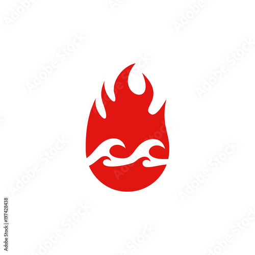 Wave Fire Logo Icon Design