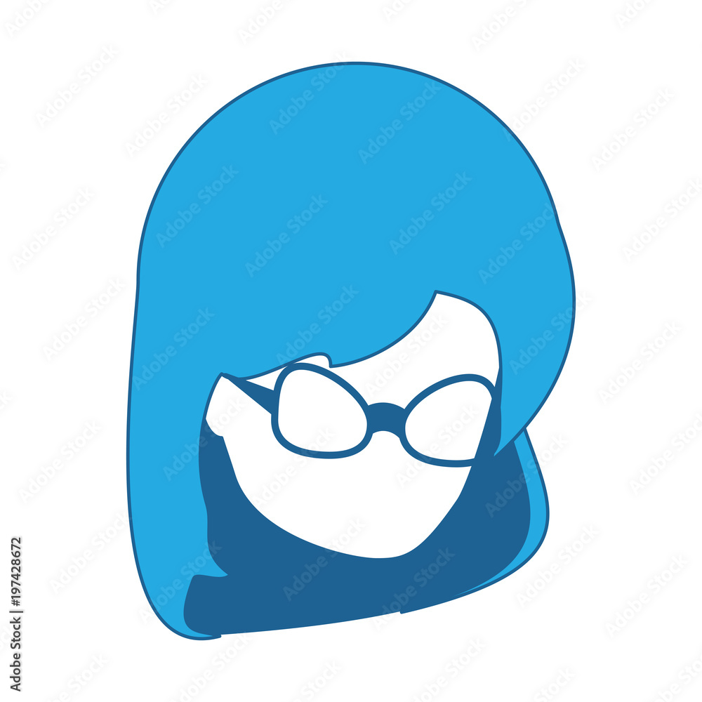 sketch of avatar woman with short hair over white background, vector illustration