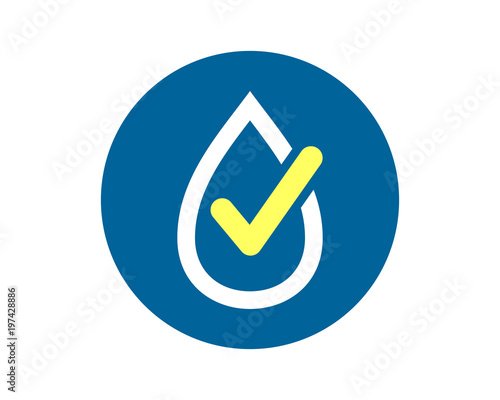 blue circle water drop droplets checklist sign icon