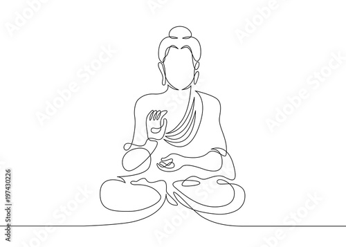 One continuous line drawn Buddha