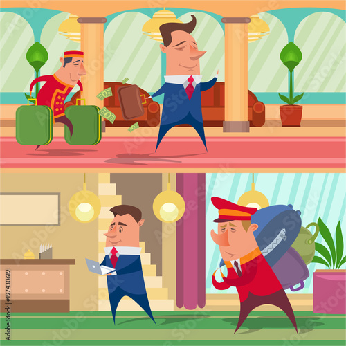 Colored backgrounds set  hotel