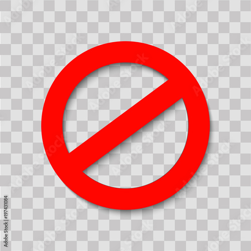 Prohibition road sign with shadow. Vector.