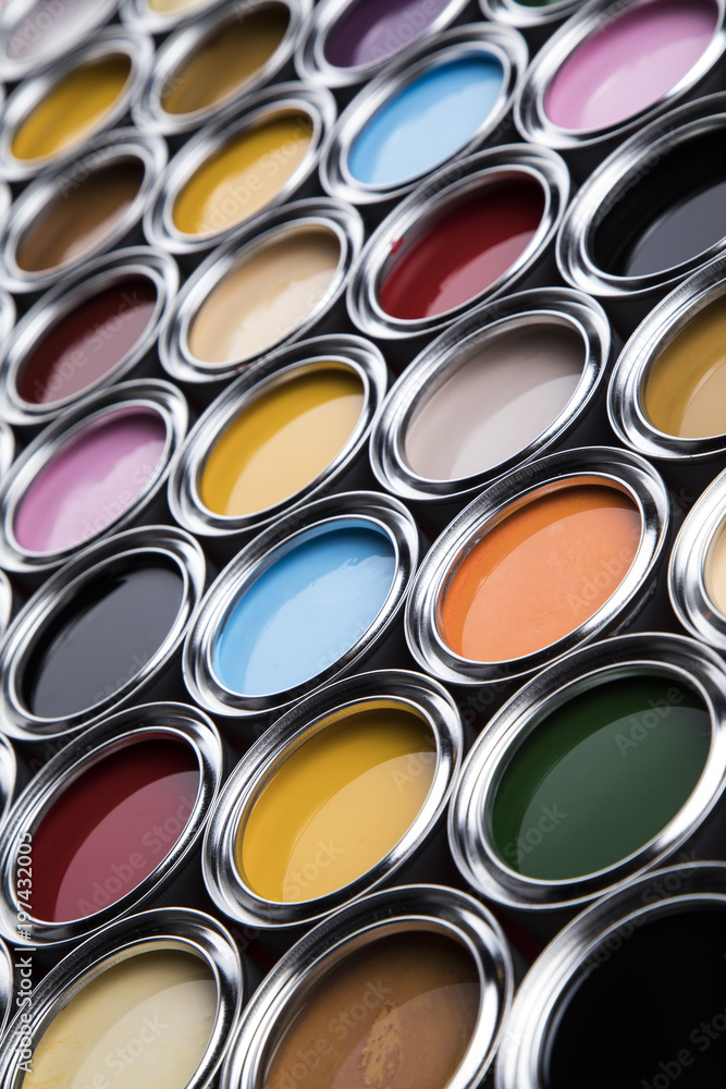 Fototapeta premium Colorful paint cans set