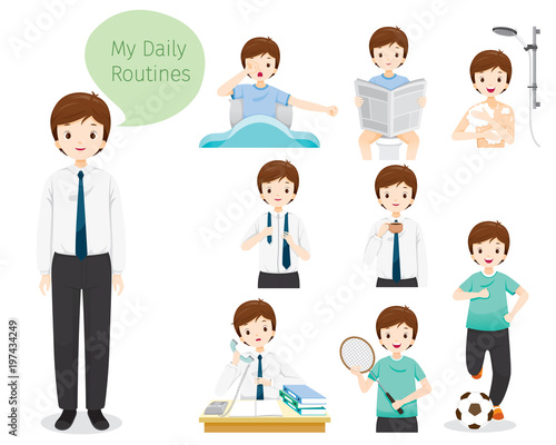 The Daily Routines Of Man, People, Activities, Habit, Lifestyle, Leisure, Hobby, Avocation