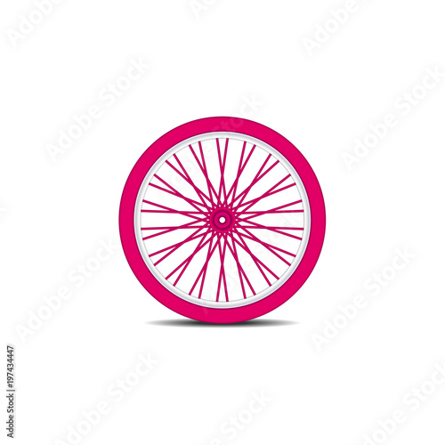 Bicycle wheel in pink design with shadow