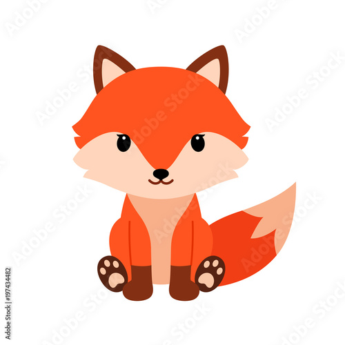 Cute cartoon fox in modern simple flat style.