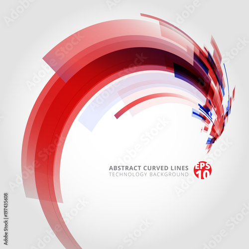 Abstract vector background element in red and blue colors curve swirl perspective.
