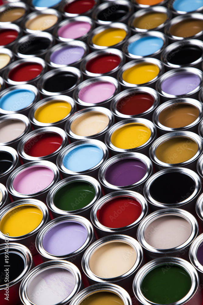 Colorful paint cans set Colorful paint cans set