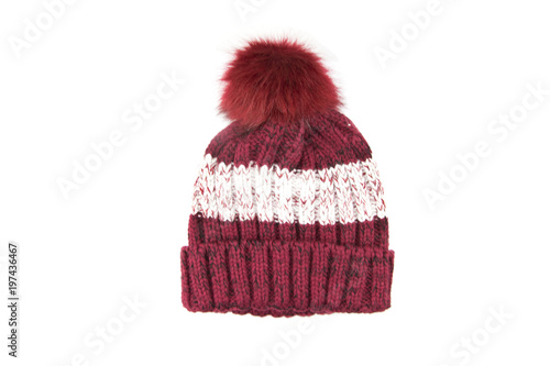 wool knitted hat isolated on white background.