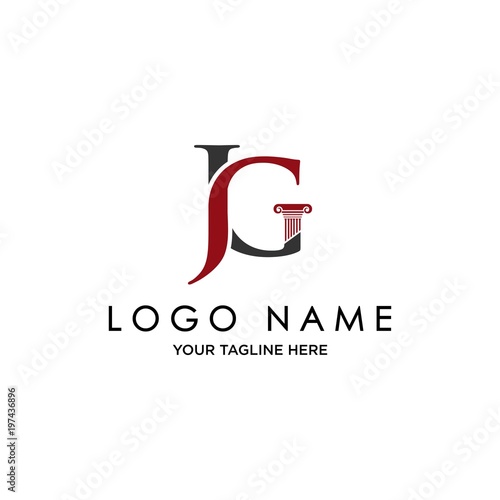 letter JG and pillars logo vector.
