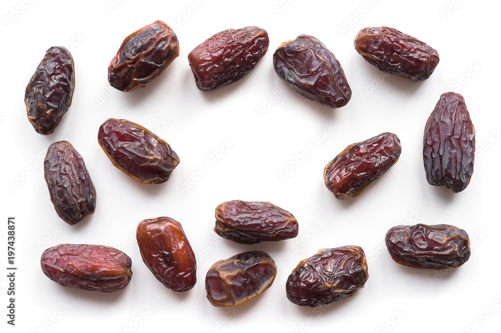 Isolated Medjool Dates. Top view. Isolated Medjool Dates. Top view.
