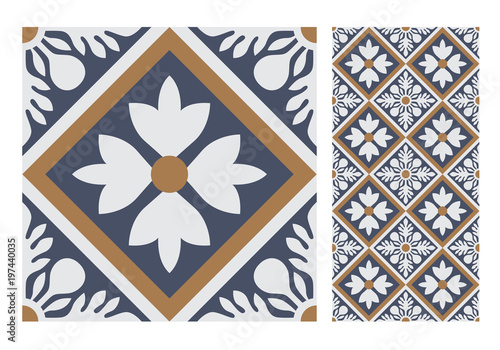 vintage tiles patterns antique seamless design in Vector illustration