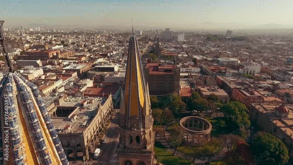Guadalajara Cathedral. Museum of sacred art. Aerial 4K Guadalajara Cathedral. Museum of sacred art. Aerial 4K