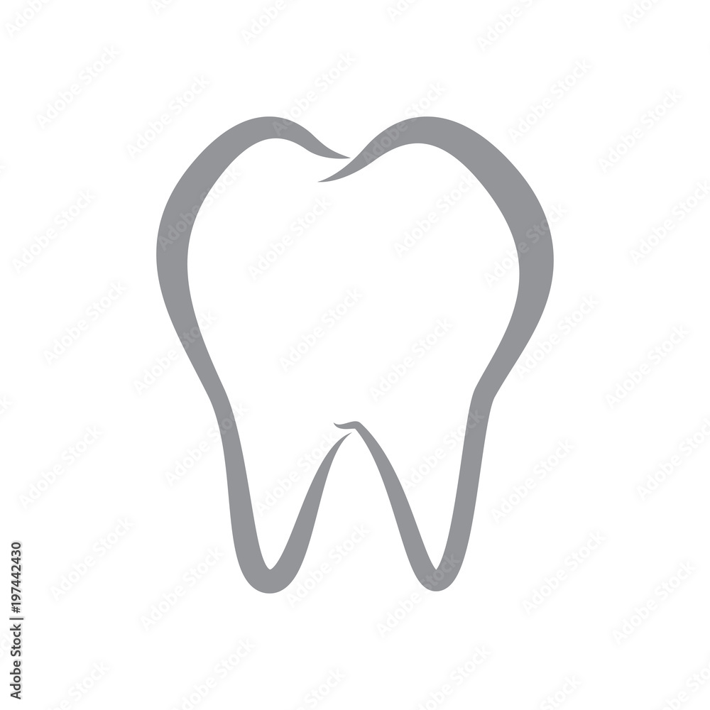 Simple Vector Tooth Line iCon on iSolated White Background Simple Vector Tooth Line iCon on iSolated White Background