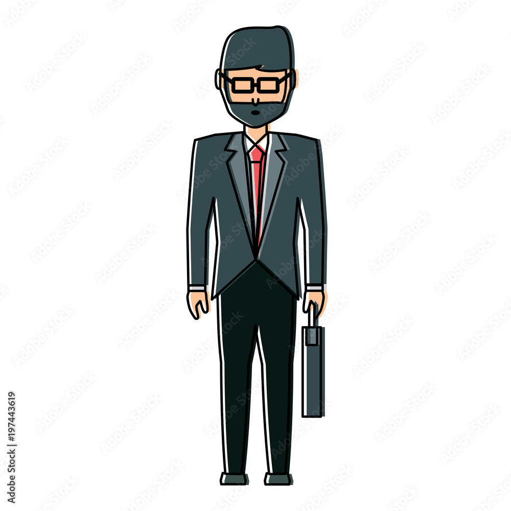 avatar businessman standing and holding a briefcase icon over white background, colorful design. vector illustration avatar businessman standing and holding a briefcase icon over white background, colorful design. vector illustration