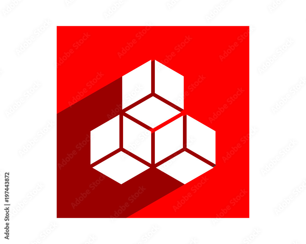 Fototapeta premium white cube pattern shape image vector icon symbol logo