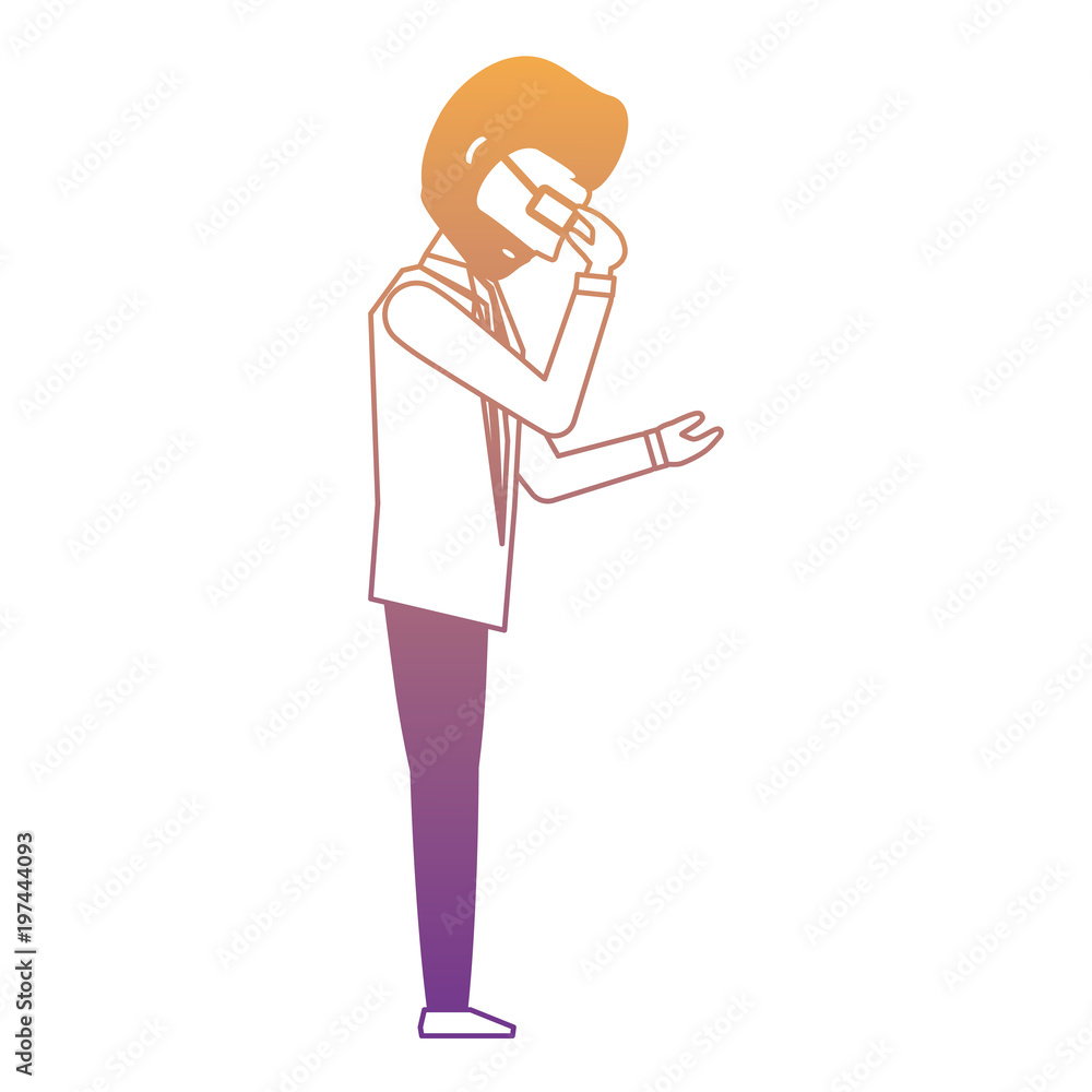 avatar businessman standing and thinking over white background, colorful design. vector illustration avatar businessman standing and thinking over white background, colorful design. vector illustration