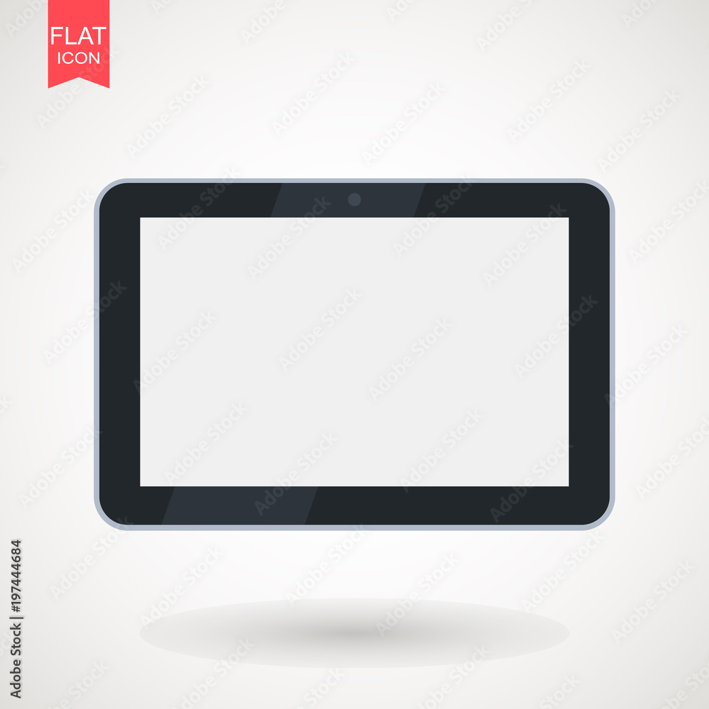 Tablet Flat Vector . Flat vector illustration in black isolated on white background . EPS 10 Tablet Flat Vector . Flat vector illustration in black isolated on white background . EPS 10