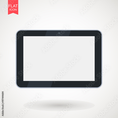 Tablet Flat Vector . Flat vector illustration in black isolated on white background . EPS 10