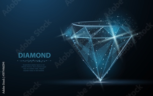 Diamond. Jewelry, gem, luxury and rich symbol, illustration or background photo