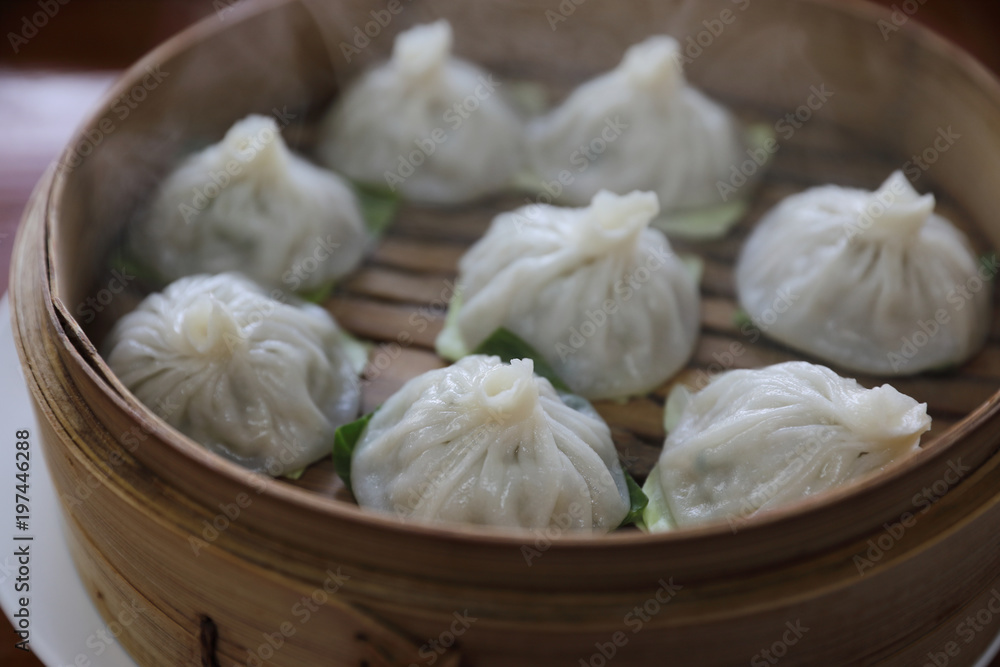 Dim sum dumpling on bamboo basket , Chinese food Dim sum dumpling on bamboo basket , Chinese food