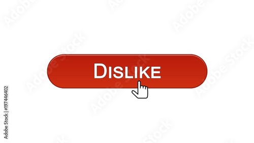 Dislike web interface button clicked with mouse cursor  wine red color  online