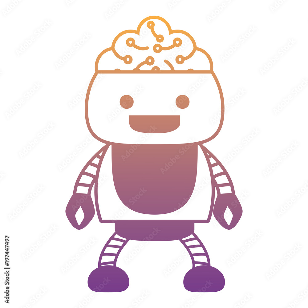 Cartoon robot showing the brain over white background, colorful design. vector illustration