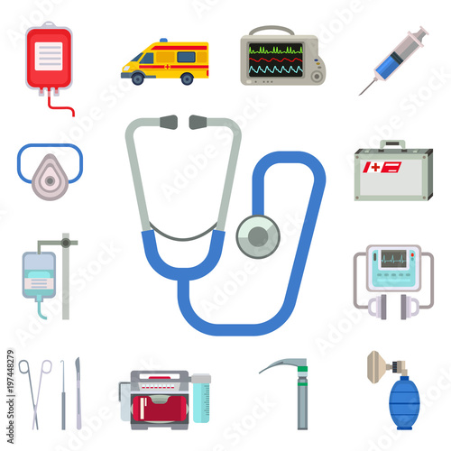 Ambulance icons vector medicine health emergency hospital symbols illustration.