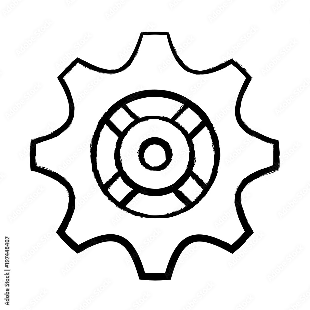 sketch of gear wheel icon over white background, vector illustration sketch of gear wheel icon over white background, vector illustration