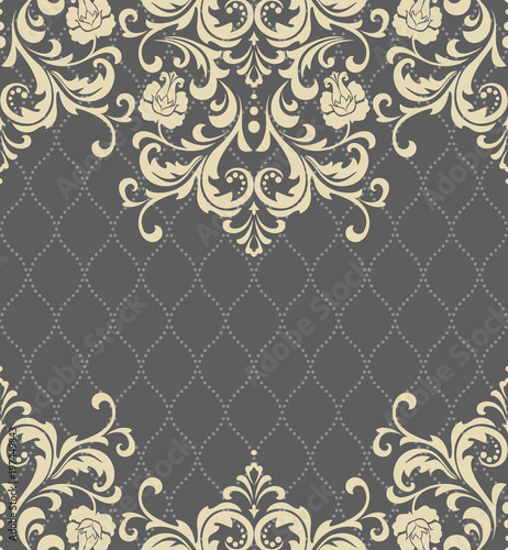 Vector lace pattern in Eastern style on scroll work background.