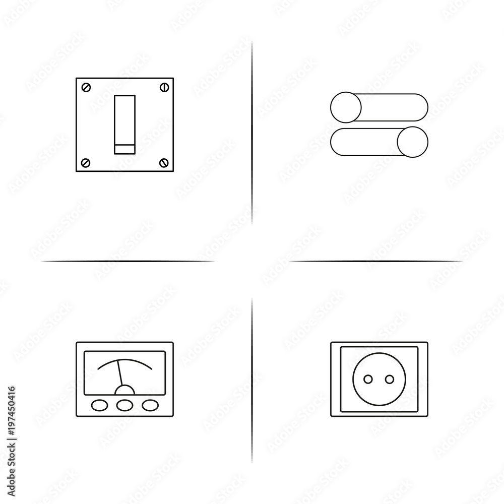 Electrical simple linear icon set. Outline icons Electrical simple linear icon set. Outline icons