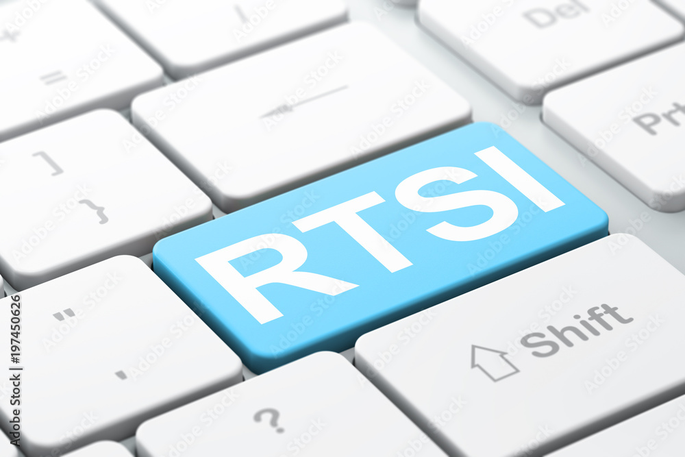 Stock market indexes concept: computer keyboard with word RTSI, selected focus on enter button background, 3D rendering Stock market indexes concept: computer keyboard with word RTSI, selected focus on enter button background, 3D rendering