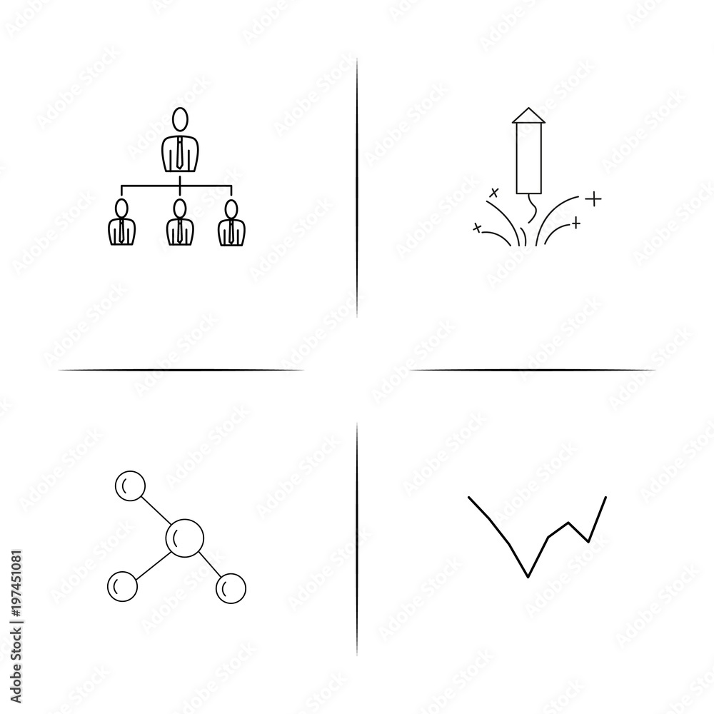 Business simple linear icon set. Outline icons