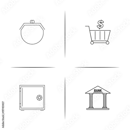 Banking, Finance And Money simple linear icon set.Simple outline icons