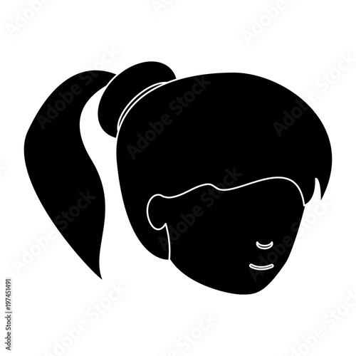 avatar woman with pony tail over white background, vector illustration