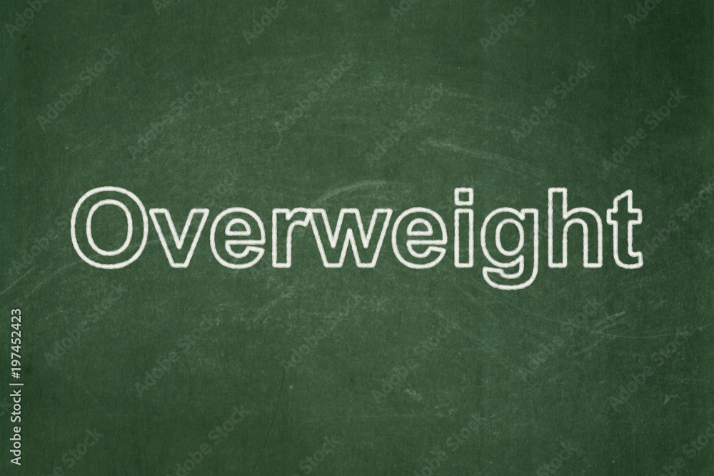 Healthcare concept: text Overweight on Green chalkboard background Healthcare concept: text Overweight on Green chalkboard background